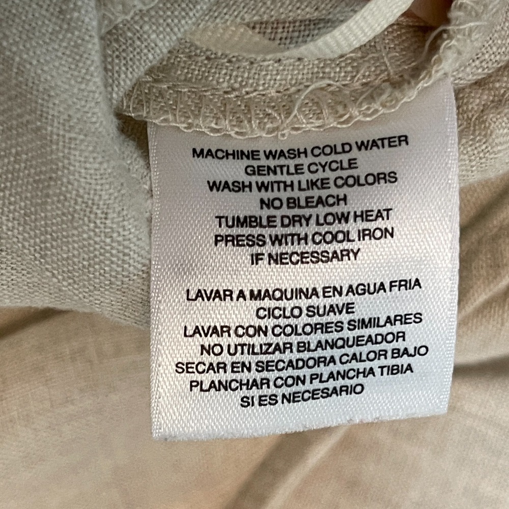 Jones New York Women Linen Midi Maxi Dress XL Cream Neutral Lagenlook Minimalist - Picture 8 of 9